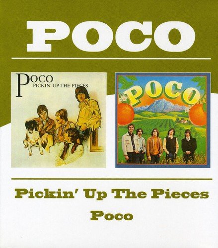 "CD cover with two vintage album art images and 'POCO' title on olive green background."