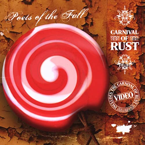 Album cover featuring a red and white swirl lollipop on a rusty background.