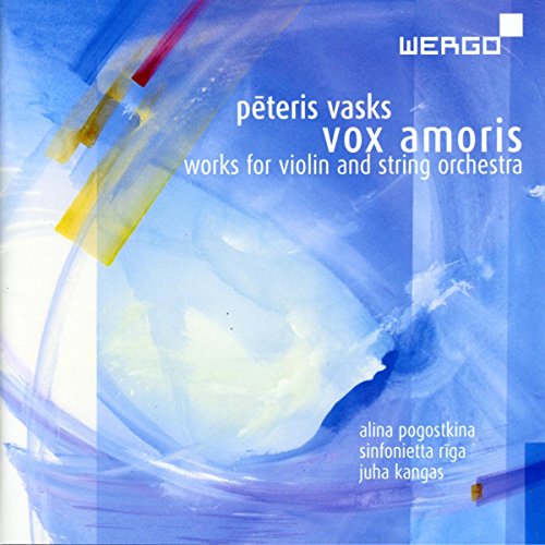 CD cover with abstract blue and yellow brushstrokes, text “Vox amoris”.