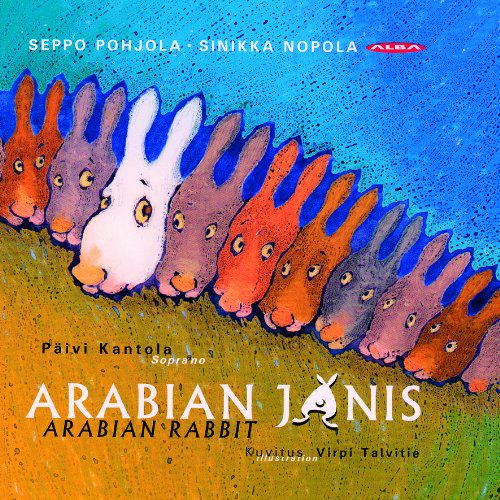 "Album cover featuring a row of cartoon rabbits in various colors."