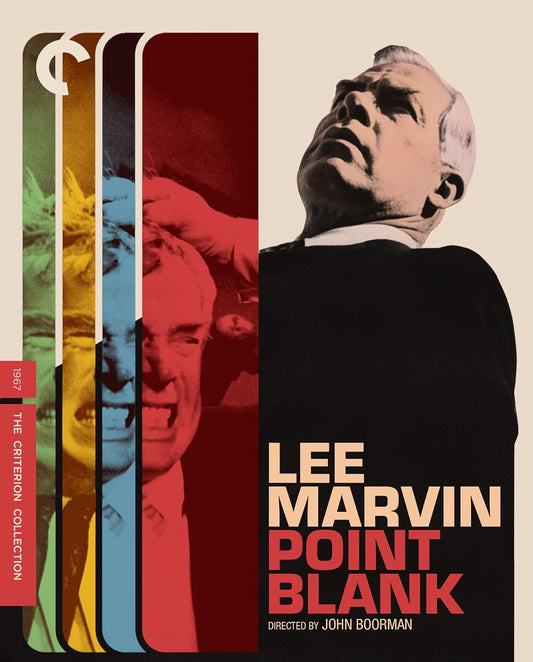 “Point Blank” Blu-ray cover featuring Lee Marvin in a split, stylized portrait.