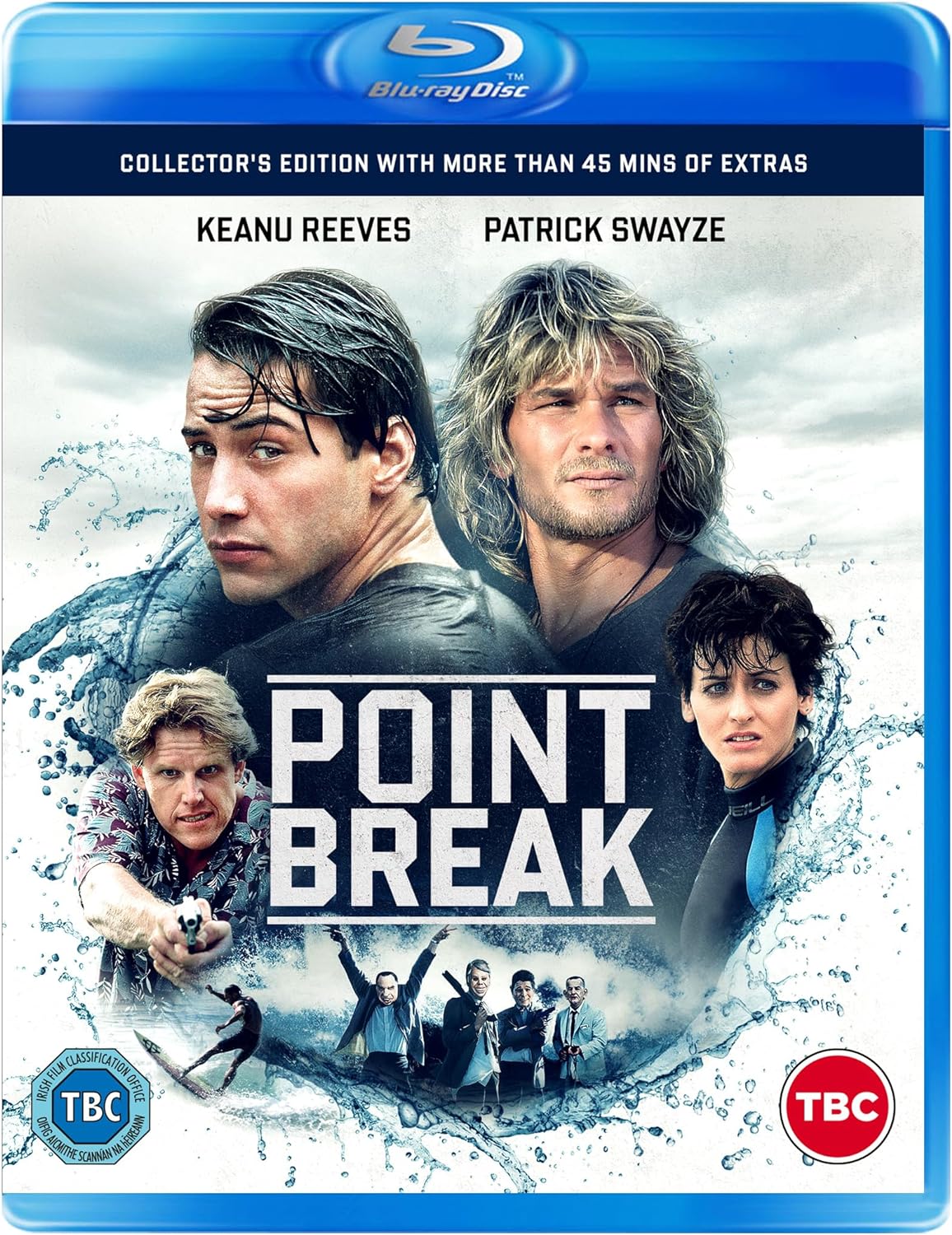 Blu-ray cover for "Point Break" featuring Keanu Reeves and Patrick Swayze.
