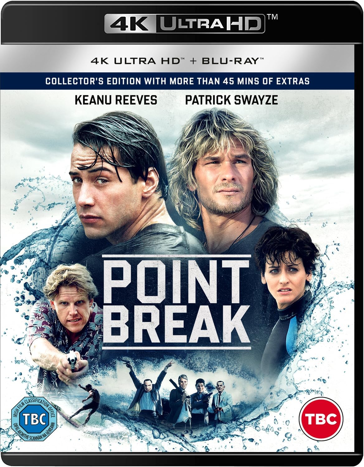 “Point Break” UHD Blu-ray cover featuring Keanu Reeves and Patrick Swayze.