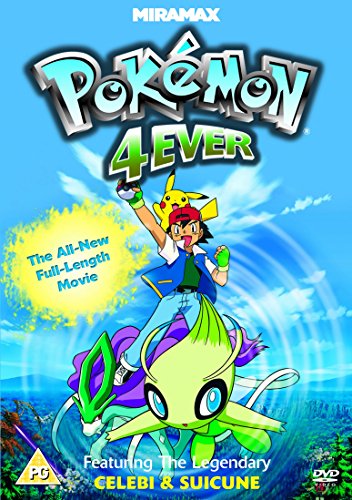 DVD cover for "Pokemon - 4ever" featuring Ash and Celebi riding through the sky.