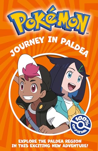 Pokemon chapter book cover featuring two young trainers in Paldea.
