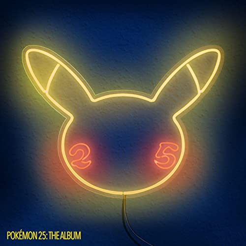 Neon Pikachu head with “25” inside, for Pokémon 25th anniversary album.