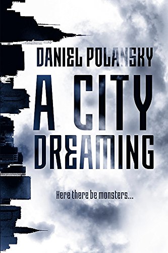 Book cover: “A City Dreaming” with a dark skyline and cloudy background.