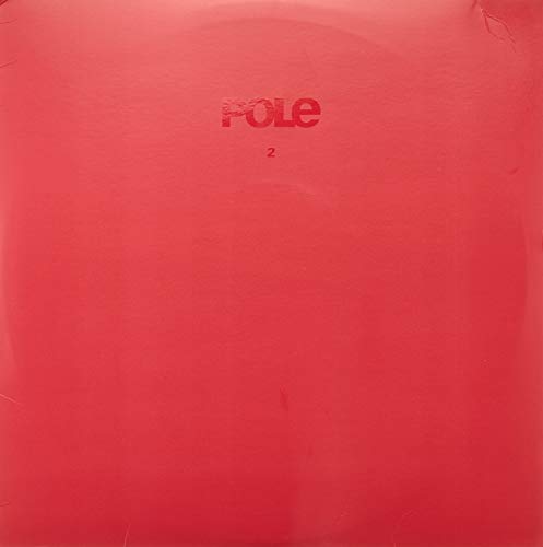 The image depicts a red vinyl record sleeve with the text "pole 2" embossed on it. The sleeve is a vibrant red color, and the text is centered. The background of the image is a solid red color, matching the sleeve. A concise, descriptive alt text for this image could be: "Red vinyl record sleeve with 'pole 2' embossed on it."