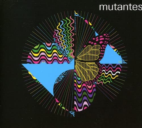Vinyl cover featuring a circular psychedelic design with a butterfly and colorful wavy patterns.