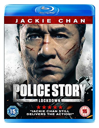 Police Story: Lockdown" Blu-ray cover featuring Jackie Chan with a wounded face.