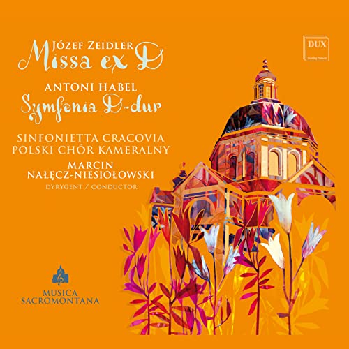 CD cover: orange background with church illustration and floral foreground.