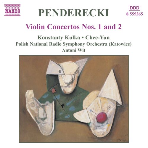 Compact disc with a black and silver cover, displaying text and Penderecki's image.