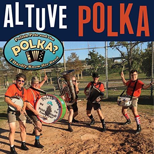 Album cover featuring a polka band posing on a baseball field.