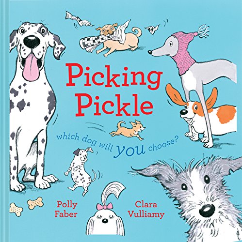 Children’s book cover featuring colorful illustrations of various dogs.