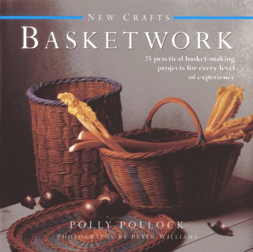 Book cover titled Basketwork showing woven baskets, onions, and celery on a wooden surface.