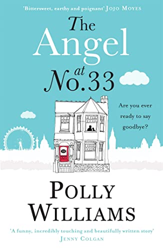 Book cover: illustrated townhouse with London skyline, titled "The Angel at No. 33".