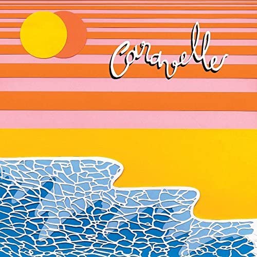 Album cover for Polo & Pan’s “Caravelle” with sun, waves, and stripes.