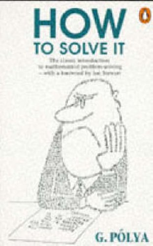 The alt text for the image is: "Book cover with geometric diagrams and title 'How to Solve It'".