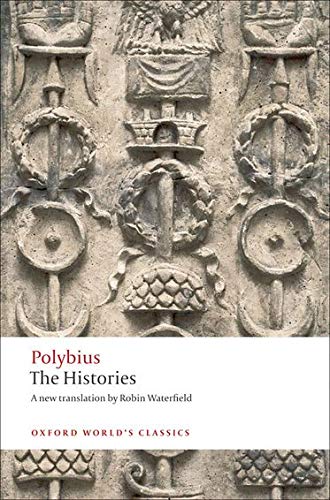 Book cover for The Histories by Polybius featuring a stone relief of Roman military symbols.