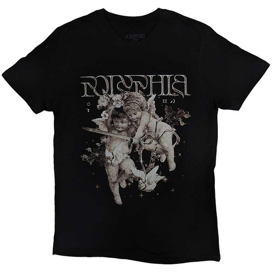 Black t-shirt featuring a cherub design, likely artwork from the band Polyphia.