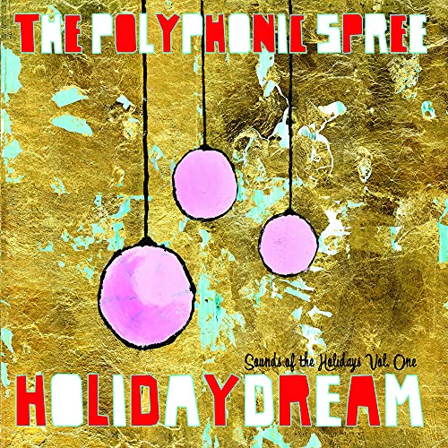 CD cover for The Polyphonic Spree’s “Holidaydream” with pink ornaments.