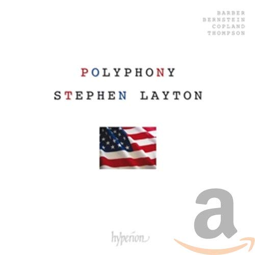 CD cover for "Polyphony" by Stephen Layton with American flag imagery.