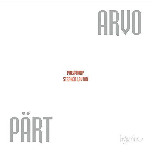 The image is a CD cover. Alt text: White CD cover with "Arvo Pärt" and "Polyphony Stephen Layton" text.
