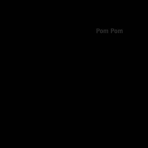 Black vinyl record with white text reading "Pom Pom" and barcode.