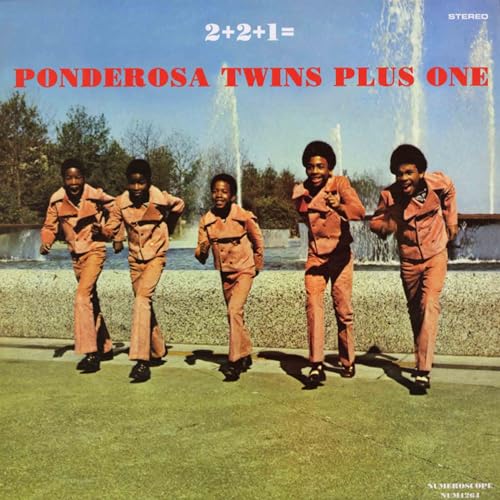 Ponderosa Twins Plus One album cover with four young men in brown suits.
