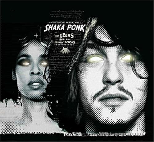 CD cover featuring halftone portraits of two people with glowing eyes.