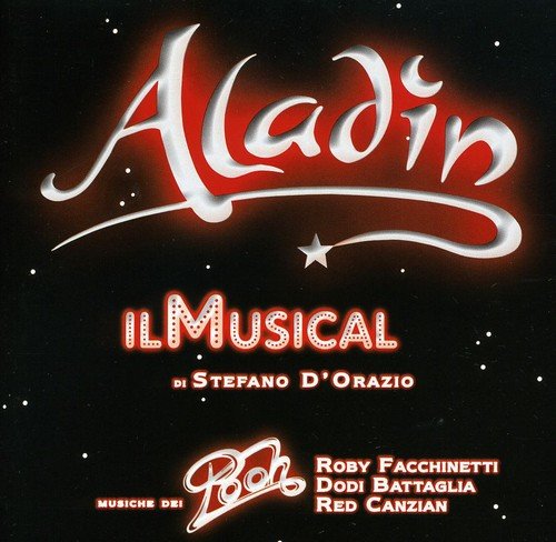 CD cover for “Aladin - Il Musical” with red and white text.