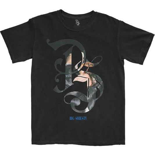 Black t-shirt with large, stylized “PS” logo on the chest.