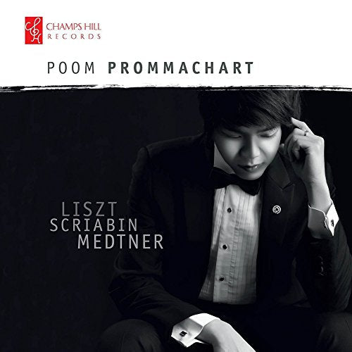 CD cover featuring pianist Poom Prommachart in formal wear.