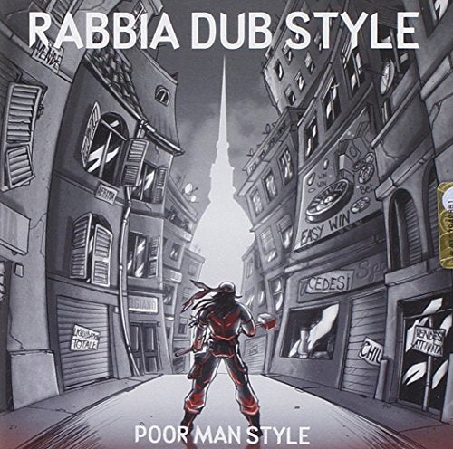 CD cover: black and white illustration of a figure in a city street.