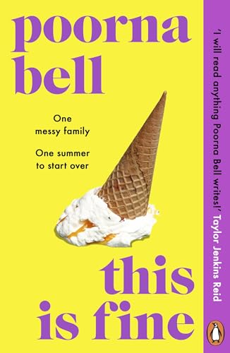 Book cover: yellow background, melting ice cream cone, purple text “this is fine”.