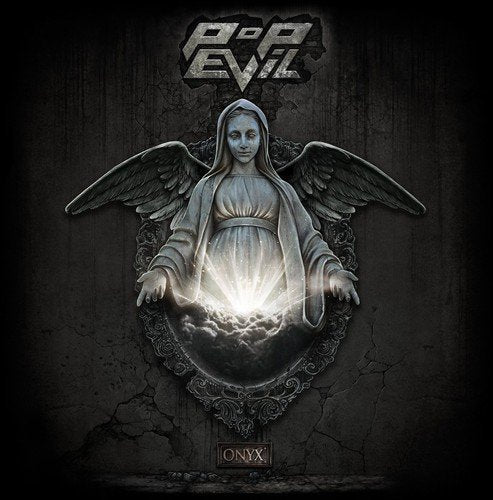 "CD cover art featuring a silver angel with glowing orb on dark background."