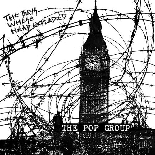 Black and white album cover with Big Ben obscured by barbed wire.