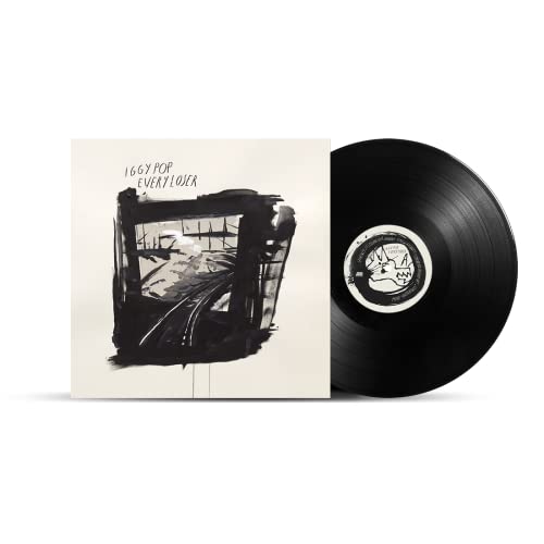 Iggy Pop album "Every Loser" vinyl record with sketched cover art.