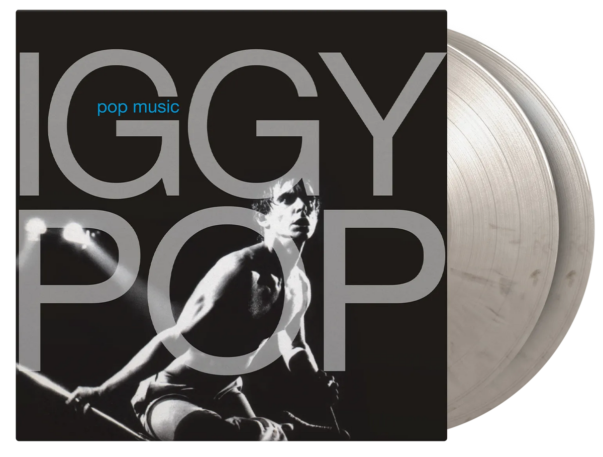 Iggy Pop Pop Music vinyl record cover featuring a black and white concert photo.