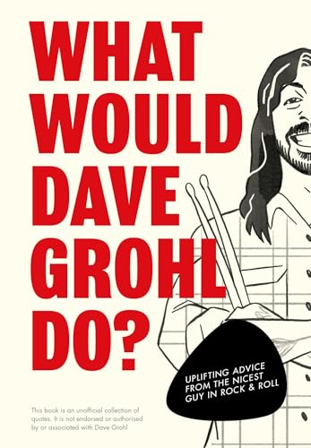 Book cover featuring Dave Grohl with drumsticks, red text on white background.