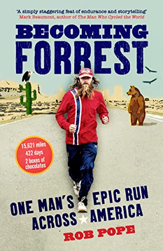 Book cover: Runner with desert landscape, cactus, bear, and birds.