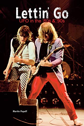 Book cover: two guitarists performing onstage, titled “Lettin’ Go: UFO”.