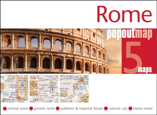 Cover of a Rome PopOut Map featuring the Colosseum and five map area labels.