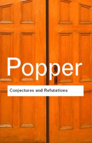 Book cover for "Conjectures and Refutations" by Karl Popper, with wooden doors.