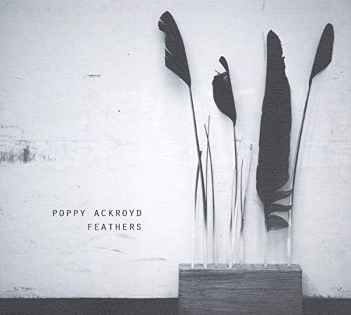 CD cover for Poppy Ackroyd’s “Feathers” featuring dark plants in glass tubes.