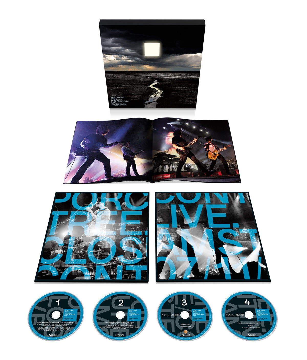 Porcupine Tree live album boxset with four CDs and band imagery.