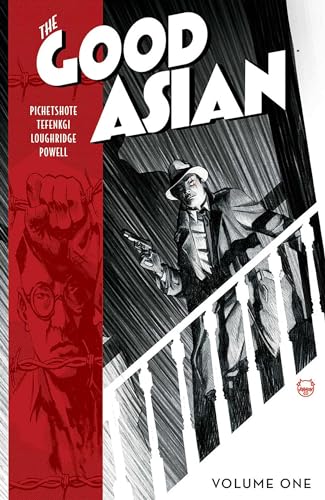 Comic book cover: man in a hat holding a gun, black and white art.