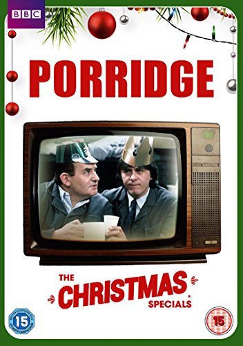 Porridge: The Christmas Specials" DVD cover with two prisoners in party hats.