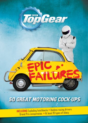 Book cover featuring a yellow three-wheeled car with "Epic Failures" text.