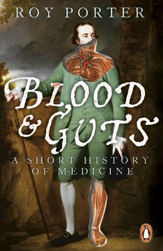 Book cover: "Blood and Guts," showing a man with anatomical illustrations.